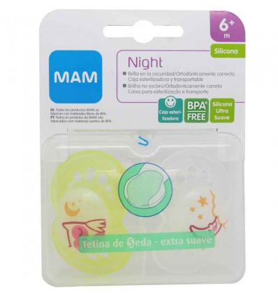 Mam baby Chupete Night Silicona amarillo blanco