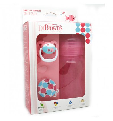Dr Browns Biberon Boca Ancha 240 ml Rosa Pack Chupete Pinza Dr Browns Biberon Boca Ancha 240 ml Rosa Pack Chupete Pinza