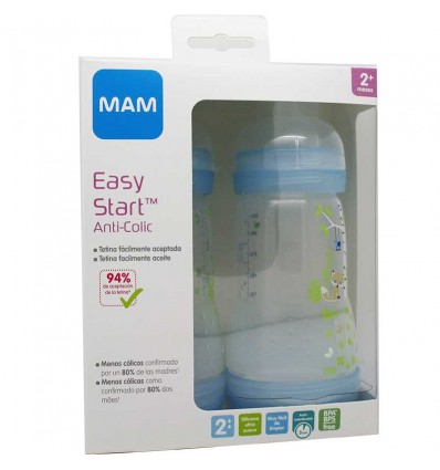 Mam Baby Flasche Anticolico 260 ml Blau-Pack Duplo