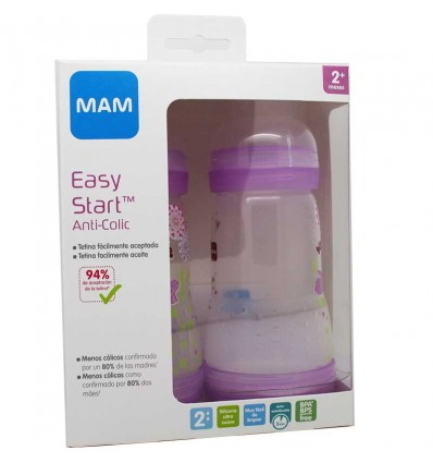 Mam Baby Biberon Anticolico 260 ml rosa Pack Duplo