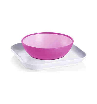 mam baby plate and bowl pink