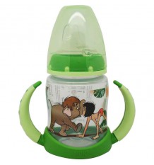 Nuk Biberón de aprendizaje con boquilla blanda Libro de la Selva Verde 150  ml