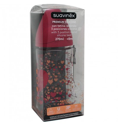 Suavinex Haute Couture Bottle Silicone 3P 270 ml red
