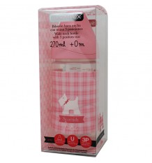 Bottle pink white dog