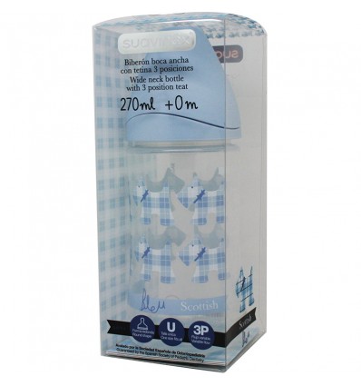Suavinex-Flasche-Latex-Blau 3 Positionen 270 ml