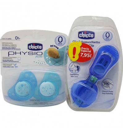Chicco Soother Physio Air Latex 0 months Gift Chain blue