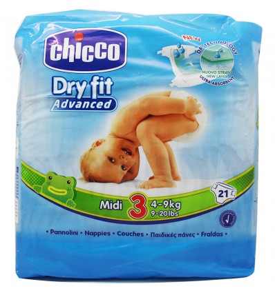 Chicco Pañales Midi Talla 3 4-9 kg 21 Unidades