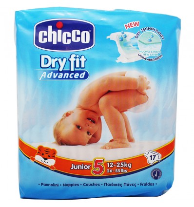 Chicco Fraldas Júnior Tamanho 5 12-25 kg 17 Unidades