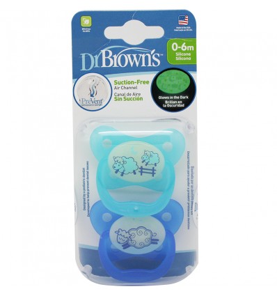 Dr Browns Pacifier Prevent Night 0-6 months 2 units blue