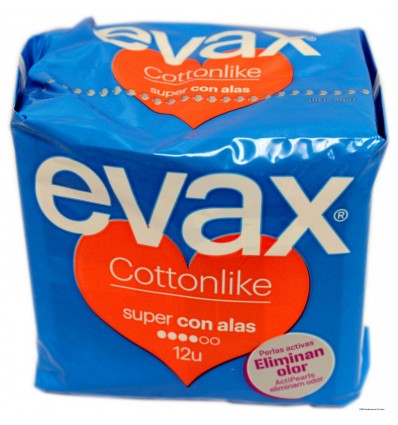 Evax Cottonlike Alas Super 12 compresas