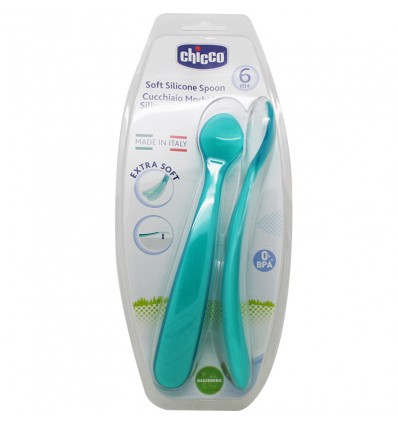 Chicco Duplo Cuchara Silicona Azul Chicco Duplo Cuchara Silicona Azul