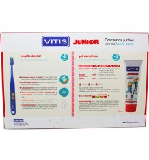 Vitis Junior Cepillo Gel Fresa 75 ml Estuche Pack contenido