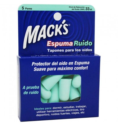 Macks Tapones Espuma Ruido 5 pares