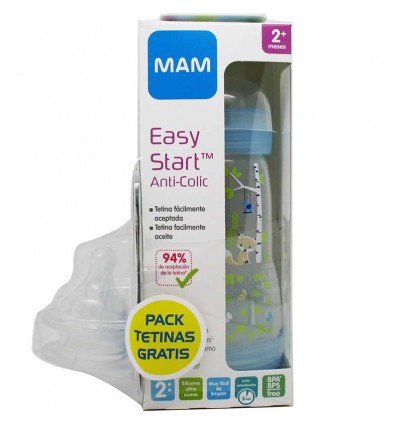 Mam Baby Biberon Anticolico 260 ml azul zorros tetinas gratis Mam Baby Biberon Anticolico 260 ml azul zorros tetinas gratis