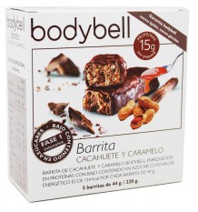 Bodybell Barrita Cacahuete Caramelo 5 Unidades 44 g