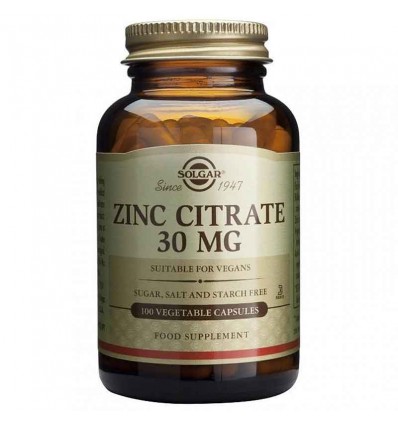 Solgar Zinco Citrato 30 mg 100 Cápsulas