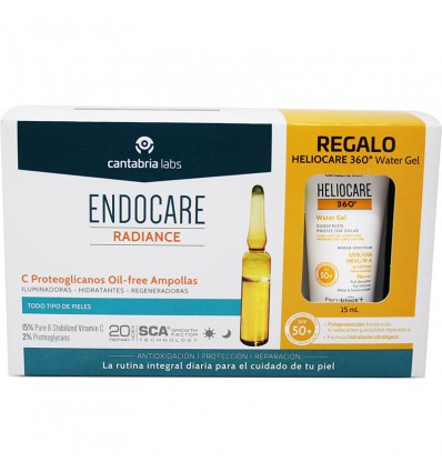 Endocare Radiance C Proteoglykane Oil Free 30 Ampullen + Heliocare Wasser-gel-15 ml