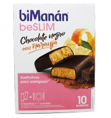 Bimanan Beslim Barras de Chocolate Preto com Laranja 10 unidades