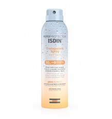 De la crème solaire Isdin 30 la Peau Mouillée Spray Transparent de 250 ml