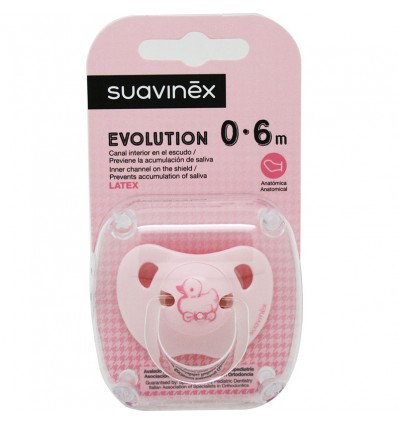 Suavinex Chupete Evolution Latex 0-6 meses Rosa Pato Suavinex Chupete Evolution Latex 0-6 meses Rosa Pato