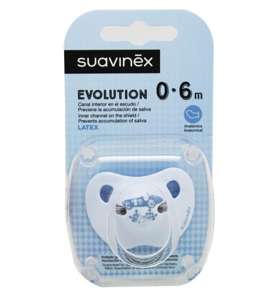 Suavinex Chupete Evolution Latex 0-6 meses Azul Coche Banderas Suavinex Chupete Evolution Latex 0-6 meses Azul Coche Banderas