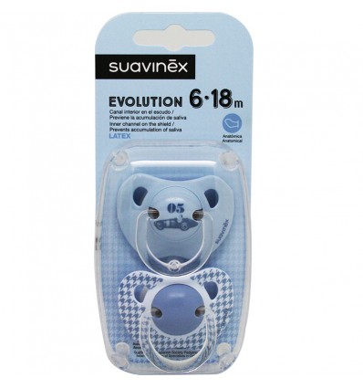 Suavinex Chupete Evolution Latex 6-18m Coches Rayas