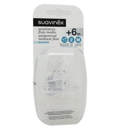 Suavinex Tetina Anatomica Flujo Medio Silicona 2M 2 Unidades