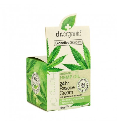 Dr Organic Crema Rescate 24 Hr Aceite Cañamo 50 ml