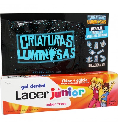 Lacer Junior Gel Fresa 75 ml Pack + Criaturas Luminosas