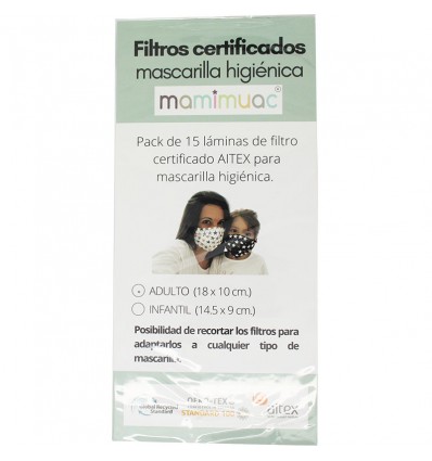 Mamimuac Filtro Mascarilla Higienica 15 Unidades Adulto 18x10cm