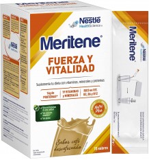 Meritene decaffeinated Coffee 15 sachets box and envelope