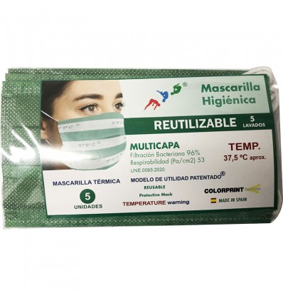 Mascarilla Higienica Termica Deteccion Temperatura Pack 5 Unidades