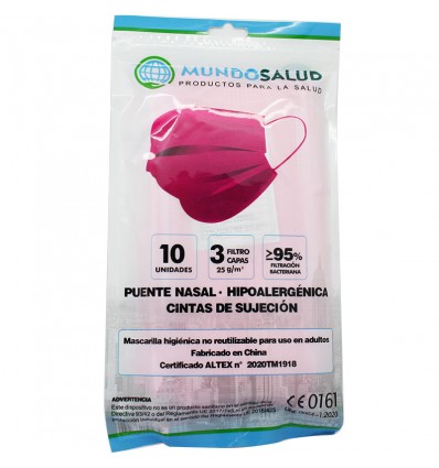 Mundosalud Mascarillas Higienicas Rosas Pack 10 unidades