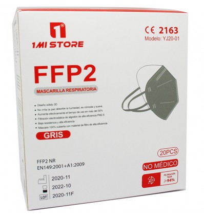 Mask Ffp2 Nr 1MiStore Grey 20 Units Complete Box