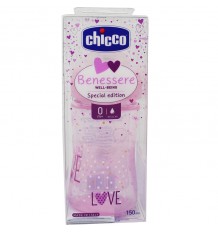 Chicco Biberon Silicona 150 ml Tetina Regular +0m rosa benessere