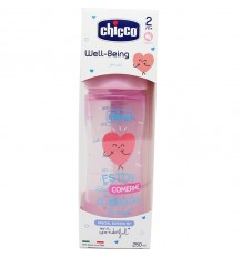 Chicco Biberon Silicone de 250 ml Tetina Média +2m rosa maravilha