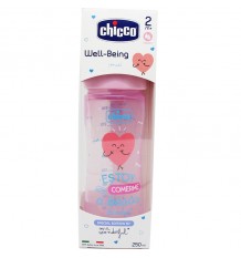 Chicco Biberon Silicona 250 ml Tetina Media +2m rosa wonder