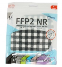 Maske FFP2 NR Promask White Checkered Black Pack Von 5 Einheiten