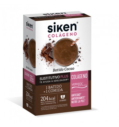 Siken Colageno Sustitutivo Batido Cacao Plus 6 Sobres