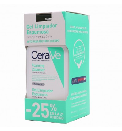 Cerave Gel Limpiador Espumoso Piel Normal a Grasa 473 m + 473ml Duplo