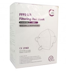 Maske FFP2 NR ML Schwarz Außen Innen Pack 20 Einheiten Komplette Box