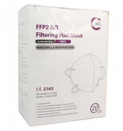 Mascarilla FFP2 NR ML Negra Exterior Interior Pack 20 Unidades Caja Completa