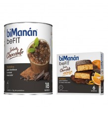 Bimanan Befit Shake de Chocolate 540 g 18 Batidos + Befit Barras de Chocolate Laranja