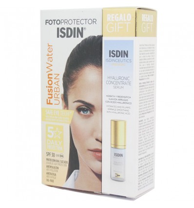 Sonnenschutz Isdin Fusion Water Urban Spf 30 50 ml + Hyaluron-Konzentrat 5ml