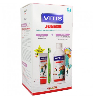 Vitis Junior Gel Pack Dentifrico 75ml + Rince-bouche 500 ml + Brosse Junior