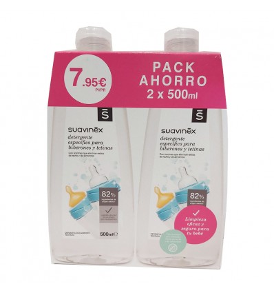 Suavinex Waschmittelflaschen und Zitzen 500 ml + 500 ml Duplo
