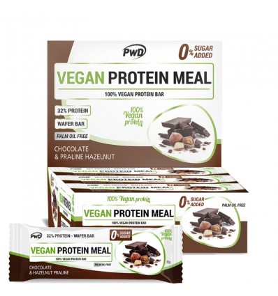 Vegan Protein Meal Barritas Chocolate Praline Avellanas 12 Unidades Pwd Nutrition