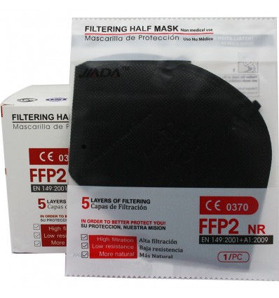 Masques FFP2 Nr Jiada Noir 25 Unités Boîte Complète