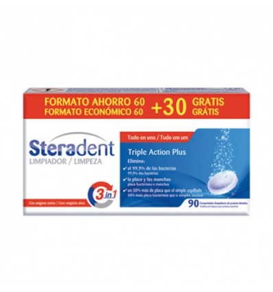 Steradent Triple accion 60 + 30 Pastillas