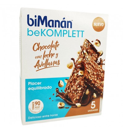 Bimanan Bekomplett Barrita Chocolate con Leche Avellanas 5 Unidades